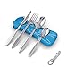 FYSHOP Portable Cutlery Set with Case for Work Lunch Travel Camping Utensils Stainless Steel Flatware Set 5 Pieces