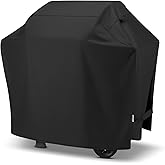 SunPatio Grill Cover 50 Inch, Outdoor Heavy Duty Waterproof Barbecue Gas Cover, UV & Fade Resistant, All Weather Protection Compatible for Weber CharBroil Kenmore Nexgrill Grills and More, Black