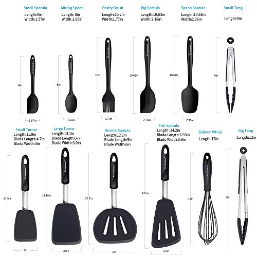 To encounter Silicone Spatula Set 12pcs Nonstick Kitchen Utensil Set Rubber Fish Spatulas