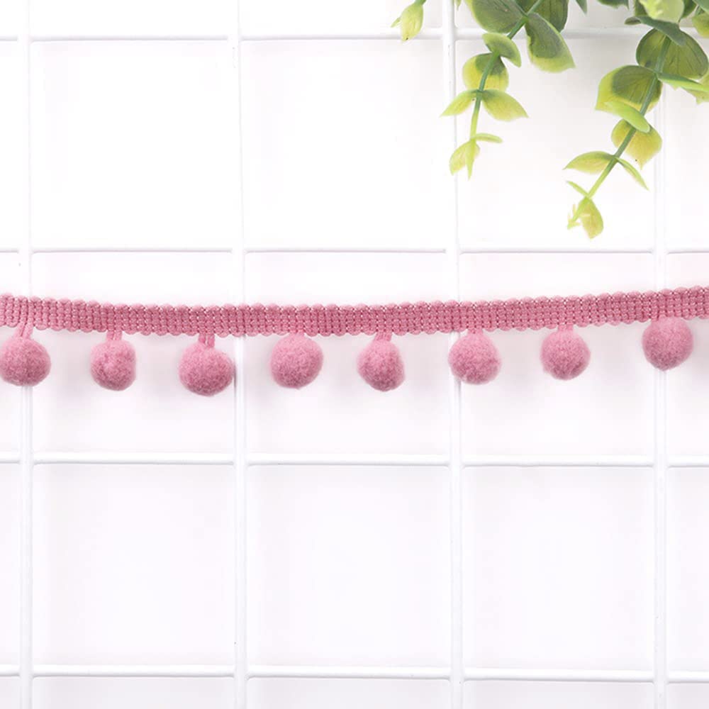 15 Yards 12 mm Pompoms Trim for Crafts,Decorative Ribbon with Pom Poms Balls Pom Poms Fringe Trim Decorative Border Sewing Accessories for DIY Crafts Clothing,Costumes,Sewing,Decoration,Old Pink