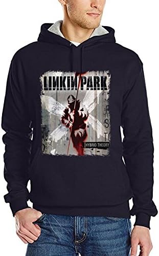 Kaari Success Men's Graphic linkin park Hoodie Casual Hoodie L Navy