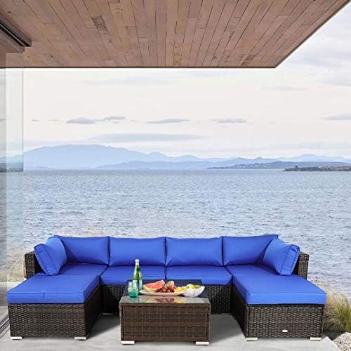 JETIME Outdoor Rattan Sofa Set Patio Furniture Wicker Garden Couch Sectional Set Conversation