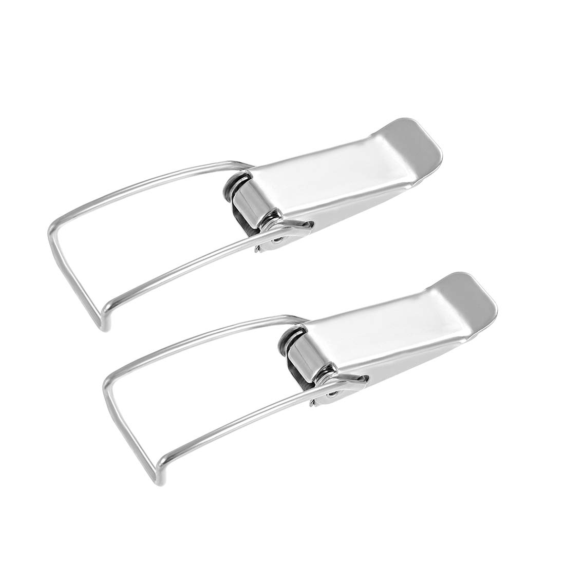 sourcing map Stainless Steel 201 Spring Loaded Draw Toggle Latch Catches Hasp, Pack of 2 (86mm / 3.39" Length)