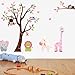 Cartoon Cute Monkeys Big Trees Removable Wall Stickers Home Decor Decals For Children's Room Nursery, Set Of 2 Sheets (animal-tree)