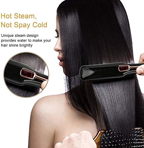 Multifunctional 3 in 1 Steam & Infrared & Lonic Hair Straightener Brush,Advanced Salon Hair Straightener with Adjustable 5 Levels Temperature for All Hair Styles
