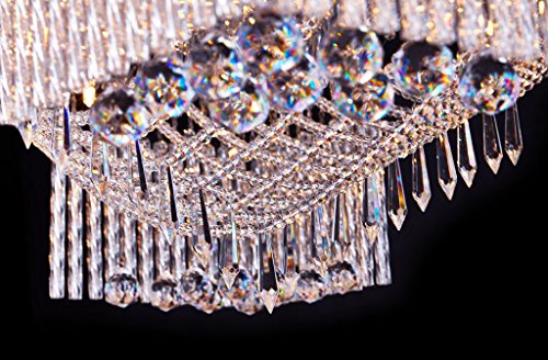 Saint Mossi Modern Crystal Raindrop Chandelier Lighting Flush mount LED Ceiling Light Fixture Pendant Lamp for Dining Room Bathroom Bedroom Livingroom 13 X G9 Bulbs Required H7" X W24" X L32"