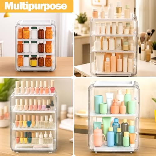 GOGOBAO Baby Bottle Organizer,Clear Baby Bottle Storage Organizer for Countertop and Cabinet,with Drying Rack and Hook,Space-Saving,Multifunctional Station Organizers Accessories