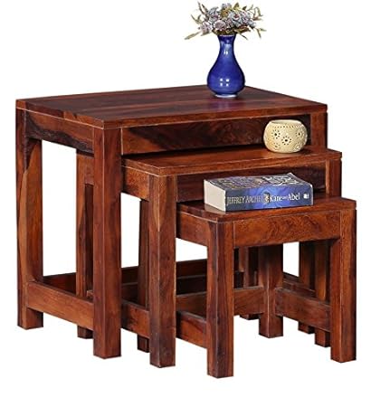Ringabell Ronald Solid Wood Nest of Table Set of 3 (Honey Oak)
