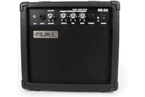 20W Watt Electric Bass Guitar Amplifier Amp Practice Small Portable Travel Mini Amp with Headphone Jack Aux Distortion Gain T