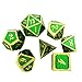 TYZEST 7 Pack Metal Dice Set, DND Dice Set-Polyhedral Dice Set-RPG Dice Set Dungeons and Dragons DND RPG MTG Table Dice with Free Pouches (Green)