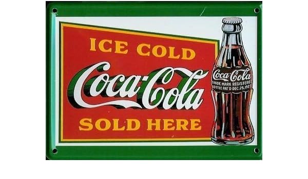 Coca Cola se vende aquí (pers) metal postal/mini muestra: Amazon ...