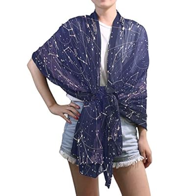 ZOEO Galaxy Shawl Wrap Womens 12 Constellation Universe Stars Large Chiffon Scarf Lightweight for Dresses ZOEO Galaxy Shawl Wrap Womens 12 Constellation Universe Stars Large Chiffon Scarf Lightweight for Dresses
