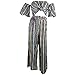 Lanzom Women's Sexy Striped Off Shoulder 2 Pieces Jumpsuit Tops and Pants Set (Medium, Striped)
