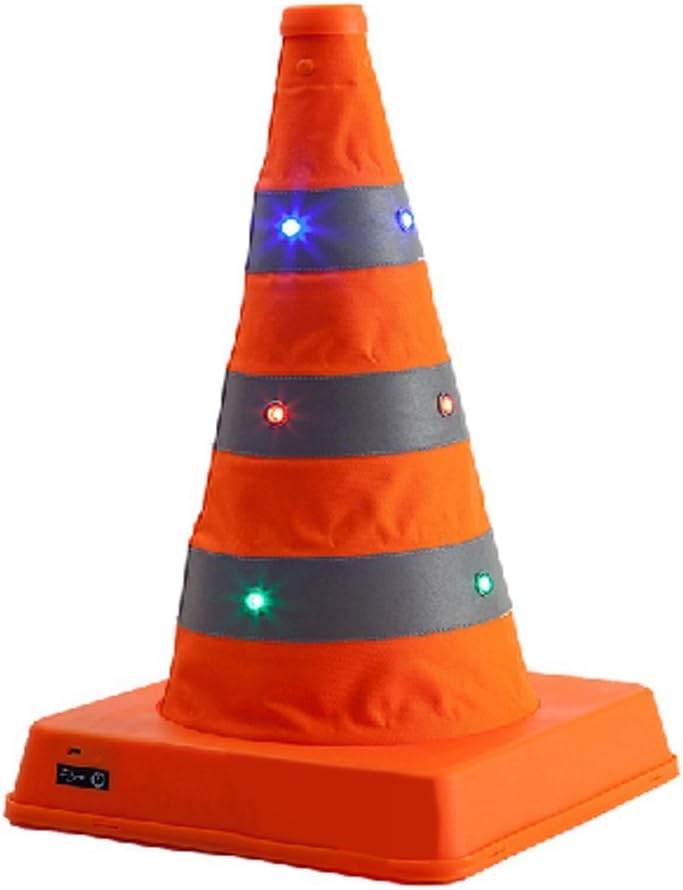 Novome LED Traffic Safety Cone, Glovion Collapsible LED light Road Cones,Micro USB Rechargeable,Easy Storage 42cm