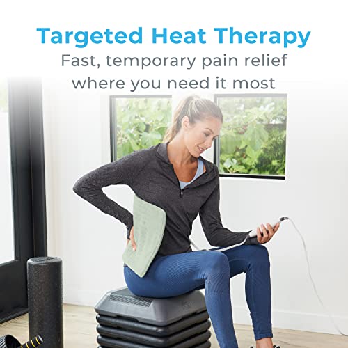 Pure Enrichment PureRelief XL Heating Pad - 12" x 24" Electric Heating Pad for Back Pain & Cramps, 6 Heat Settings, FSA/HSA Eligible, Soft Machine Wash Fabric, Auto-Off & Moist Heat (Zen Green)
