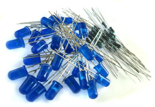 microtivity IL142 5mm Diffused Blue LED w/Resistors (Pack of 30) - Thumbnail 2