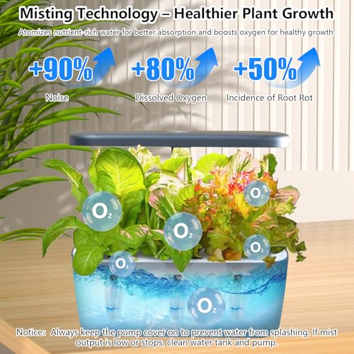 TECKZOON Hydroponic Germination System 52 Holes, Full Spectrum LED Lamp 24 W, 4 L Tank with Automatic Timer and Smart Watering for Flowers, Vegetables and Seedlings