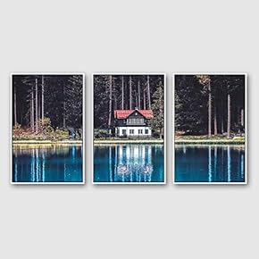 Framed Canvas Wall Art for Living Room, Bedroom Beautiful Nature Norway Landscape Canvas Prints for Modern Home Decoration Ready to Hang - 16"x24"x3 Panels
