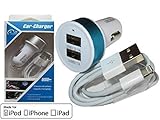 Apple iphone 5 / 5s / 5c, 6, 6plus Charger with Dual USB Ports 3.1 Amps for Car (Silver)
