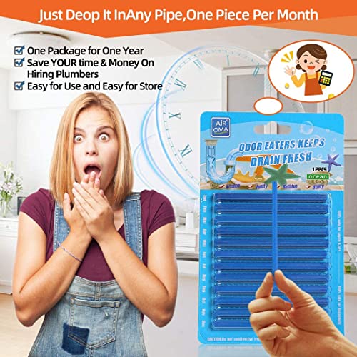 (2021) Air OMA Drain Sticks 4 Pack Pipe Cleaner Deodorizer Shower Drain