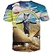 RAISEVERN Unisex Casual Cat Rainbow Pyramid Printed Short Sleeve T shirts 2XL