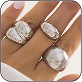 IQPDYV Chunky Gold Rings for Women Adjustable Silver Stacking Rings Open Dome Ring Trend Geometric Ring Minimalist Statement Finger Rings Jewelry
