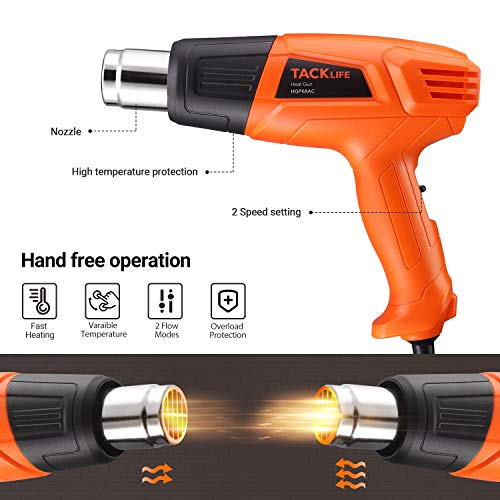 TACKLIFE Heat Gun 1500W 572℉ 932℉ Dual Temperature Hot Air Gun Kit