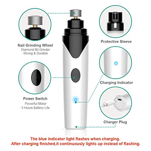 image for oneisall Dog Nail Grinder Quiet, Rechargeable Wireless Cat Nail Clippe
