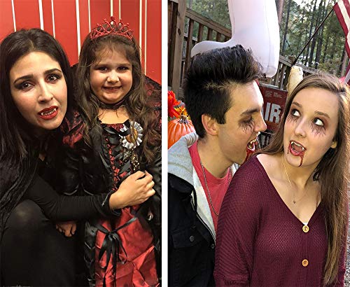 COOLJOY 3 Sizes Vampire Fangs Teeth with Adhesive Halloween Cosplay Props White Horror False Teeth Props Party Favors Masquerade Accessories Gift