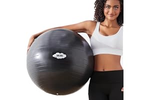 ANLOKE Yoga Exercise Ball for Fitness & Balance, Anti-Burst Stability Chair, Birthing for Pregnancy, Non-Toxic PVC Gym With Foot Pump for Pilates