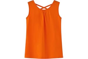 Noomelfish Girls Criss Cross Back Tank Tops Soft Jersey Cotton Sleeveless Shirts (3-12 Years)