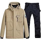 Mens Ski Suits Windproof Snowboard Ski Jacket and Pants Set Insulated Snowsuit Winter Warm Snowboarding Snow Jackets