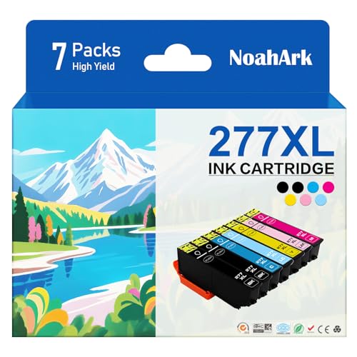 Photo 1 of NoahArk 7 Packs 277XL Remanufactured Ink Cartridge Replacement for Epson 277 High-Capacity for Epson Expression XP-850 XP-860 XP-950 XP-960 XP-970 Printer (2BK/1C/1M/1Y/1LC/1LM,7-Pack)