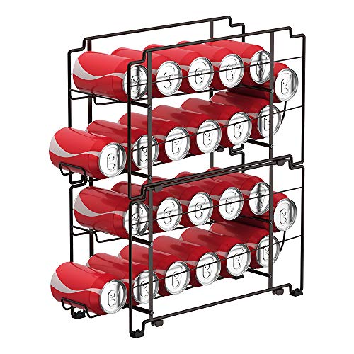 Nandae Stackable Can Organizer, Soda Beverage Can Dispenser Storage Holder Rack for Refrigerator, Brown