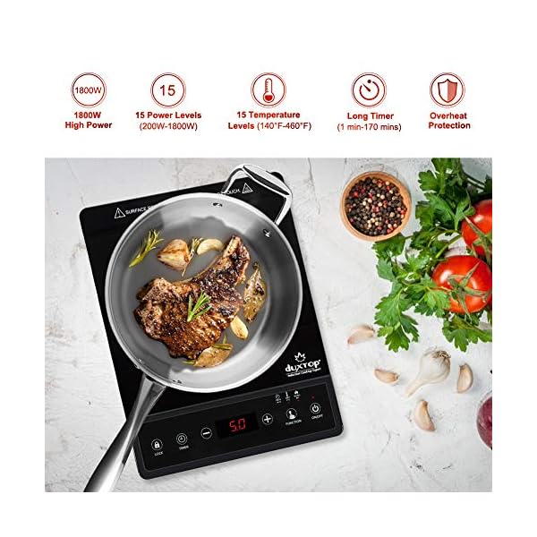 Duxtop Portable Induction Cooktop, Countertop Burner, Induction Burner with Timer and Sensor