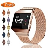 KingAcc Compatible Fitbit Ionic Bands, Milanese Stainless Steel Mesh Metal Replacement Band for Fitbit Ionic, Magnetic Clasp Lock Wristband Strap Women Men (1-Pack, Rose Gold, Small)