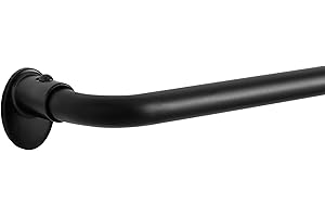 Eclipse Clinton Curtain Rods, Black Out Curtain Rod, 5/8 Inch Blackout Wrap Around Adjustable Curtain Rod, Curtain Rods For Windows 48 to 86 Inch, Matte Black Curtain Rod