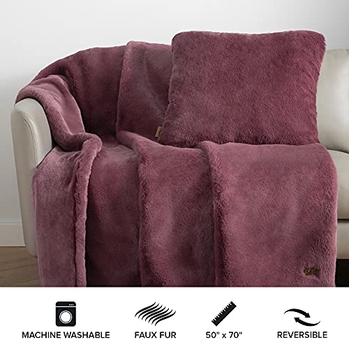 UGG 18965 Euphoria Plush Faux Fur Reversible Throw Blanket for Couch or