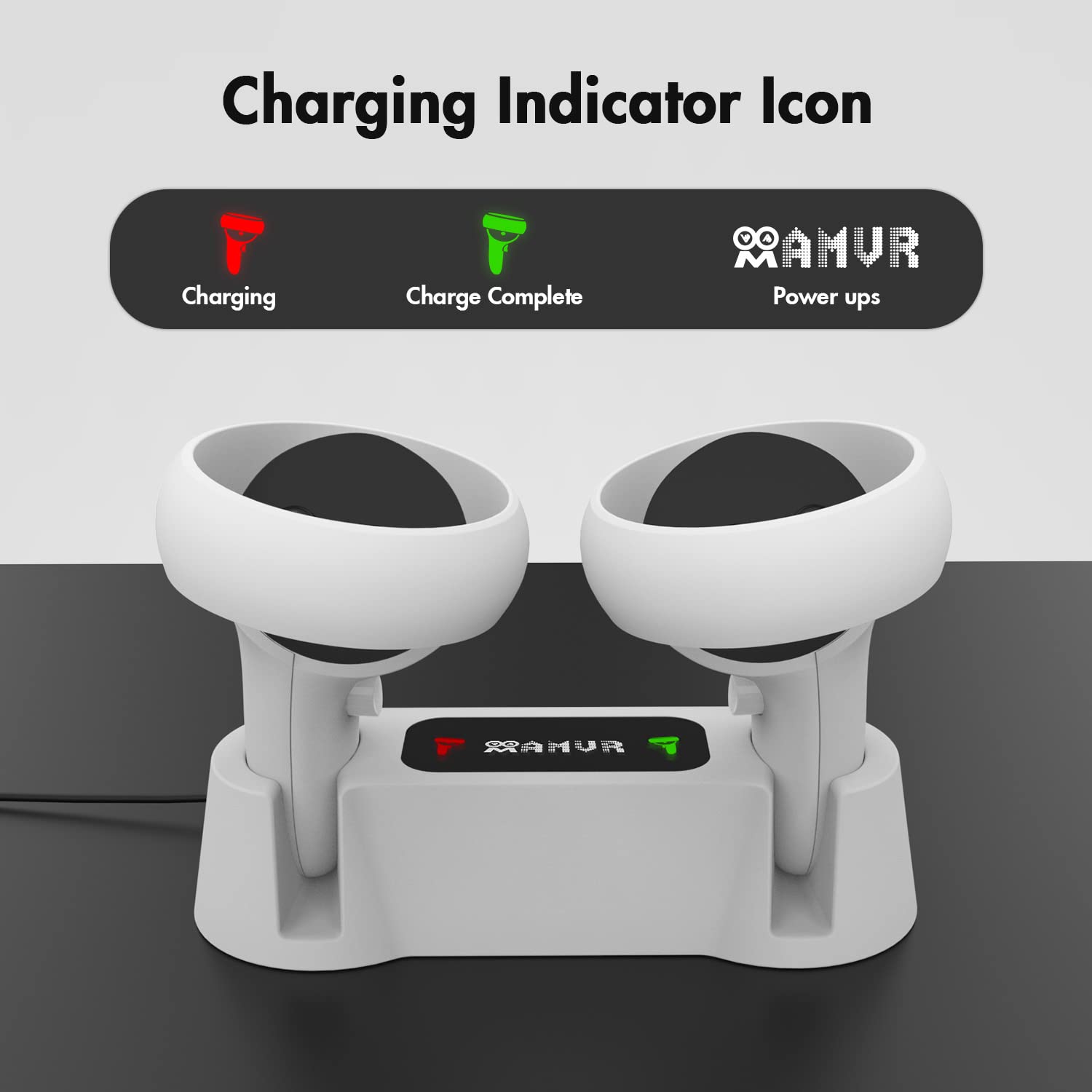 AMVR Charging Dock for Oculus Quest 2 Touch Controllers, Handle Display Holder Mount Station with 2 Rechargeable Batteries and USB-C Cable