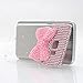 S7 Edge Case,Samsung Galaxy S7 Edge Case - Mavis's Diary 3D Handmade Lovely Cute Pink Bow with Bling Crystal Shiny Diamonds Gems Clear Cover Hard PC Case