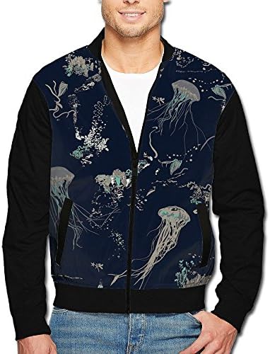 XinYunJL Men's Jellyfish Medusa Color Block Casual Wear Jackets\r\nWarm Pocket In Front For Bar