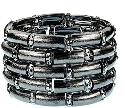 Designer Inspired Hematite Jet Black Crystal Stretch Fashion Jewelry Bracelet