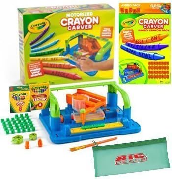 Crayola Crayon carver, engrave your message on crayons. Personalized crayons, bundle pack with jumbo expansion pack and additional jumbo crayons and a bonus pencil case. The unique gift for you child