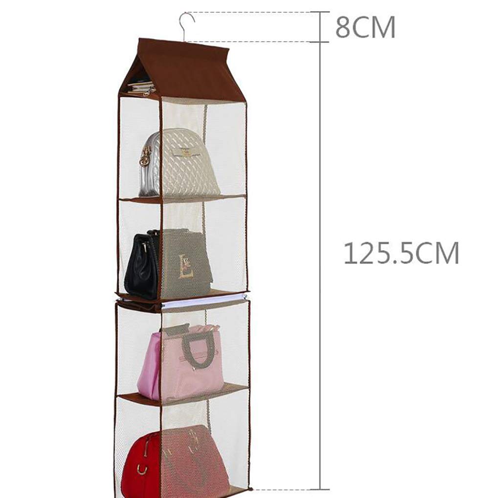 ixaer Detachable Hanging Handbag Organizer Purse Bag Collection Storage Holder Wardrobe Closet Hatstand 4 Compartment (Brown)