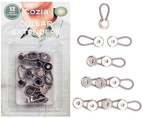 Cozia Shirt Collar Extenders Metal Button Extenders for Dress Shirts & Pants 12-Pack