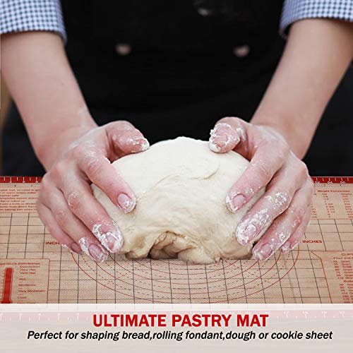 Silicone Pastry Baking Mat Large Non Slip Rolling Dough with Measurements Conversion Non Stick Pizza Fondant Pie Crust Mat Kneading Board 26x16 Inch by SUNRICH - Thumbnail 2