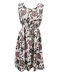 Mogul Womens Dress Ethnic Prints Sleeveless Boho Casual Dress Gift For Her M