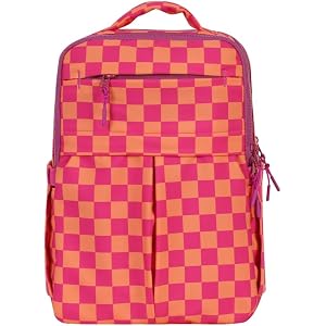 EMMAFY Minimax Checkered Mini Backpack for Women, Roomy Small Backpack with 11 Pockets, Lightweight Hands-Free
