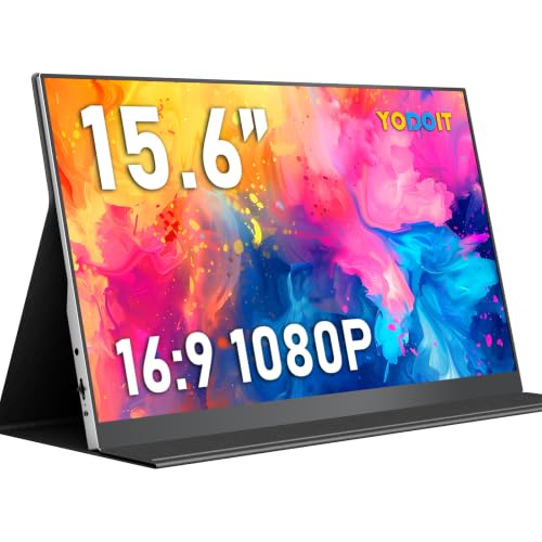 Yodoit Portable Monitor 15.6", FHD 1080P Screen IPS 1920×1080 100% SRGB Display with Type C USB Port and Speakers with Smart Cover, Compatible with PC, Laptop, MacBook, Xbox