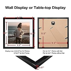 KINLINK 9x9 Picture Frames Black, Square Photo